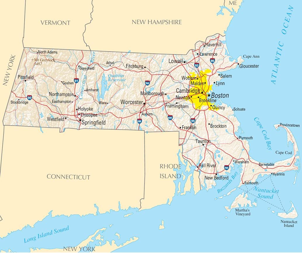 karte Bostonas, asv