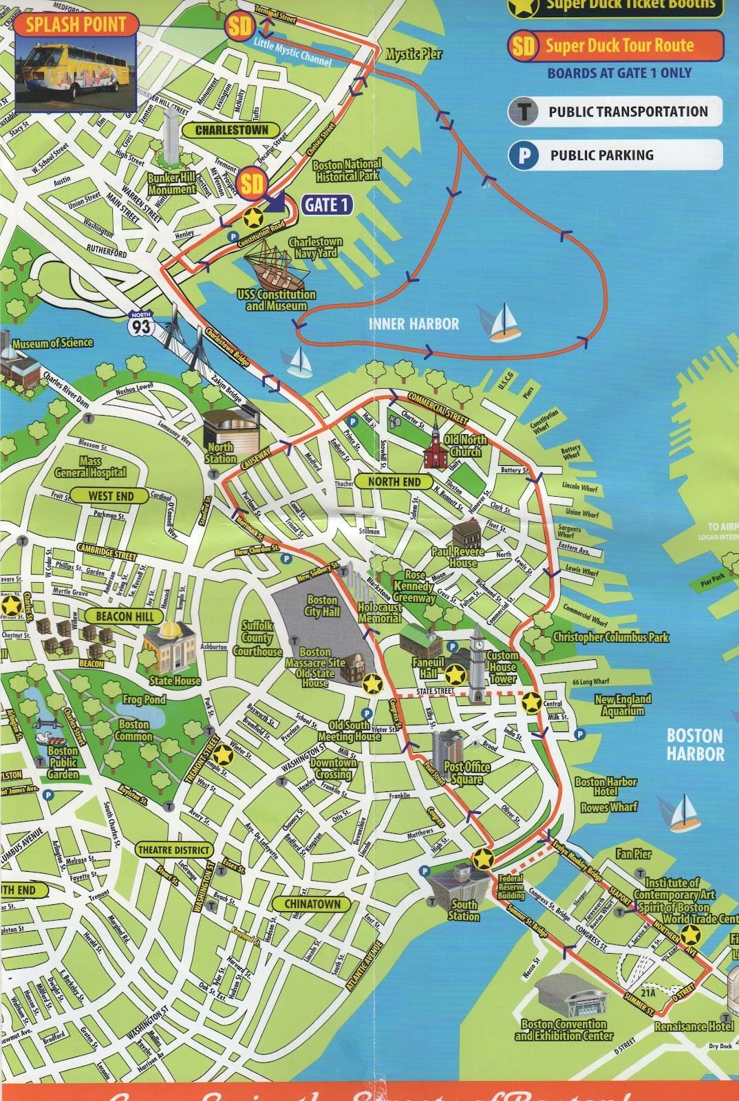 karte Bostonas ekskursijas