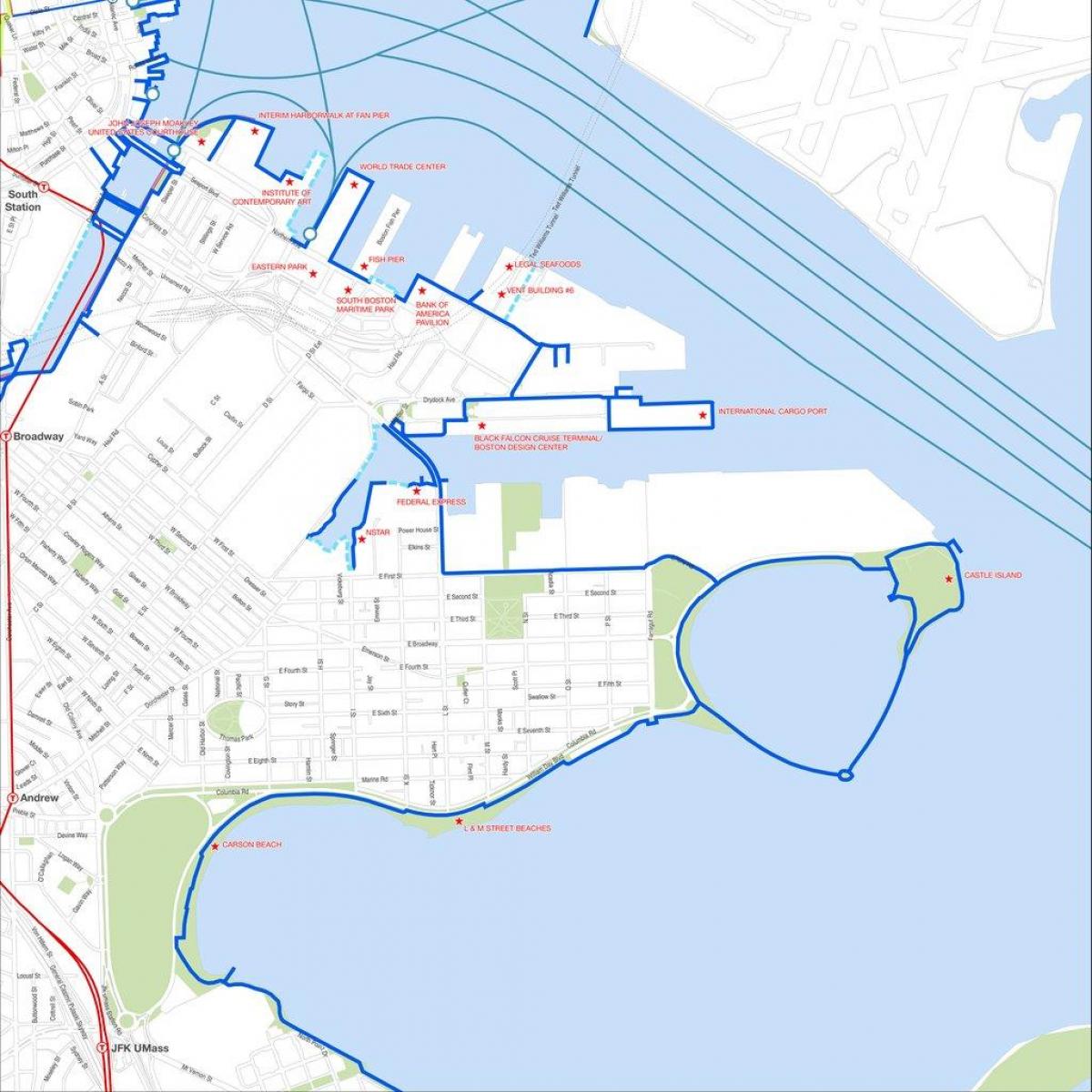 harborwalk Bostonas karte