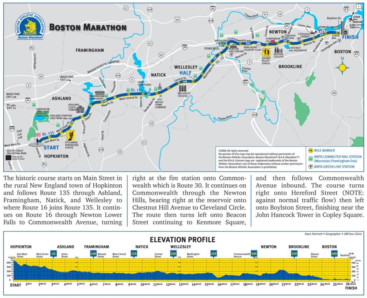Bostonas maratona pacēlums karte
