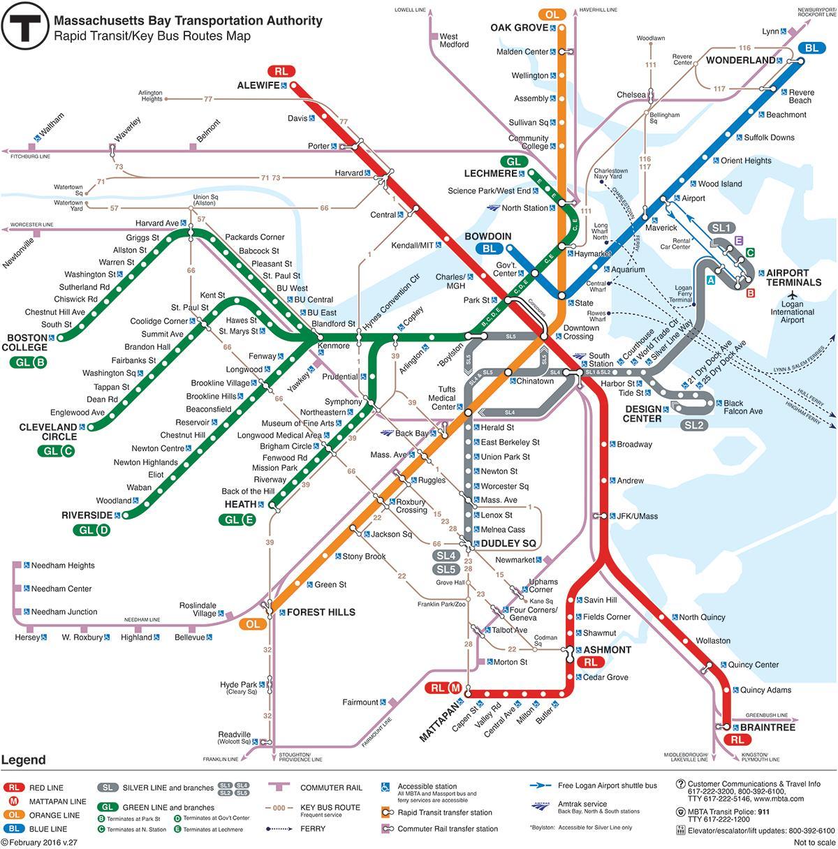 MBTA kartē sarkanā līnija