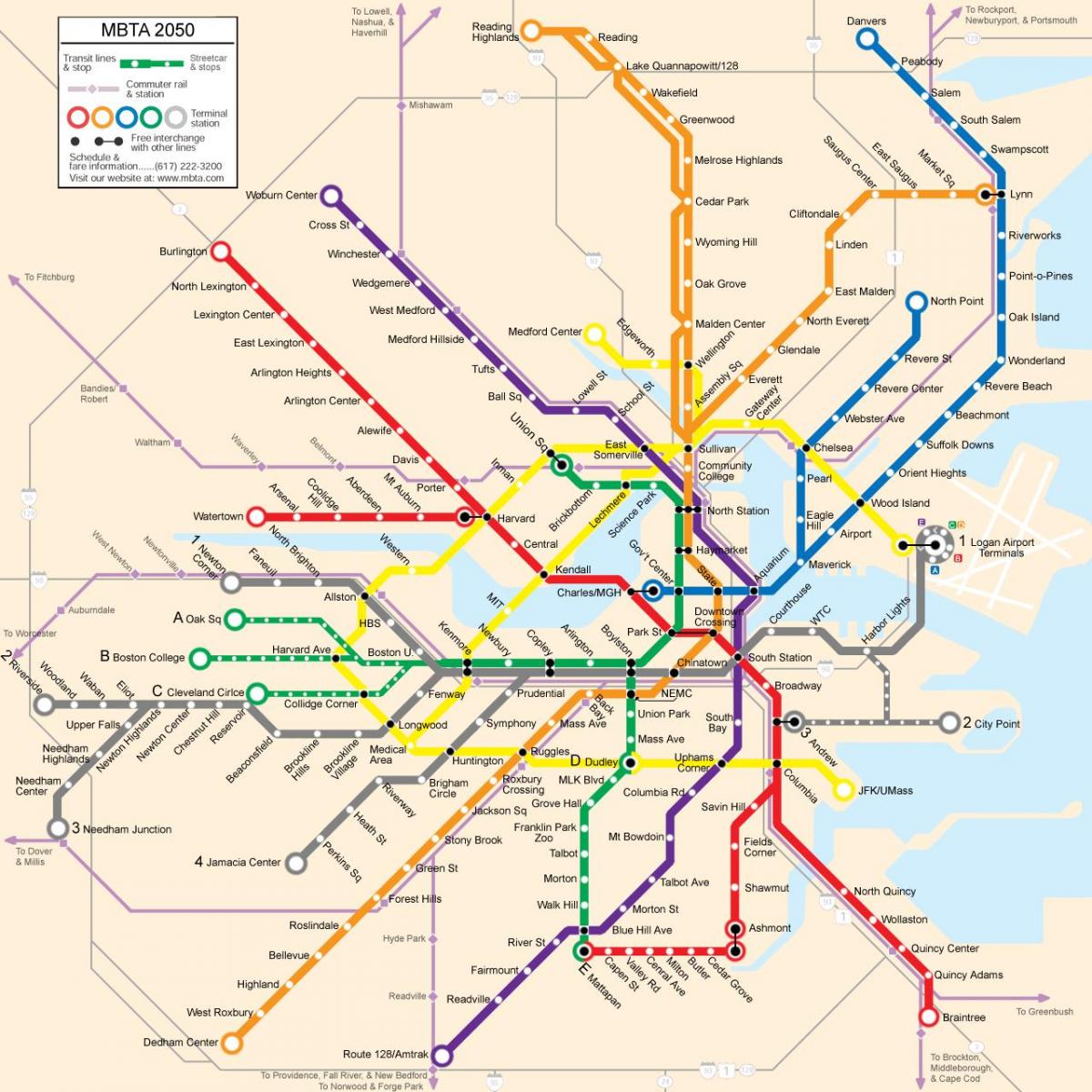 Bostonas sabiedriskā transporta karte