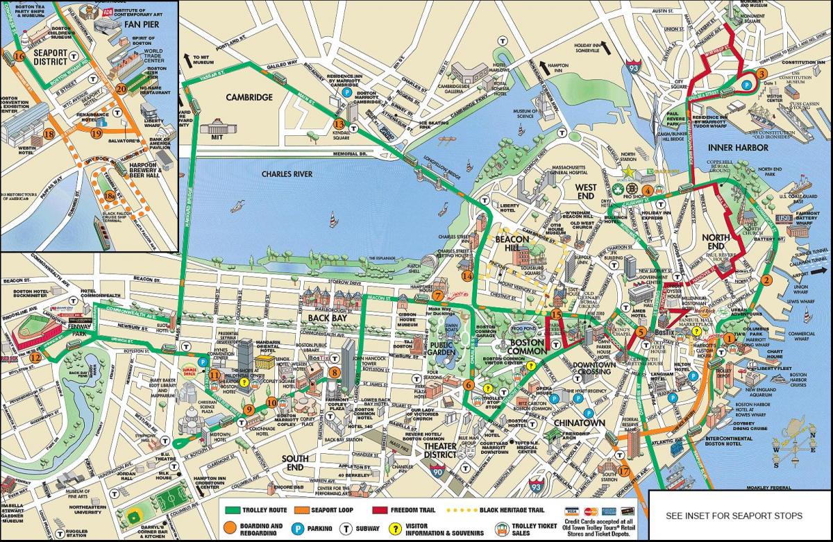 Bostonas trolley tours karte