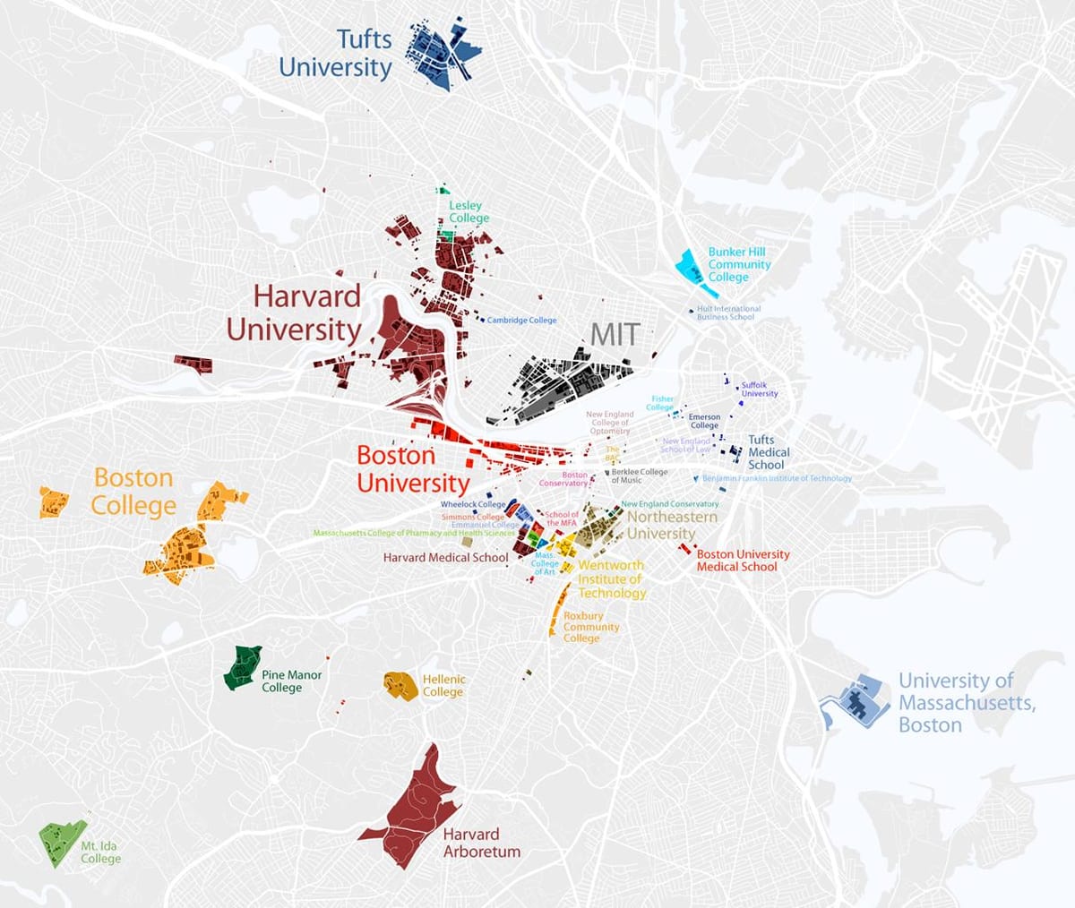 karte Bostonas universitātē