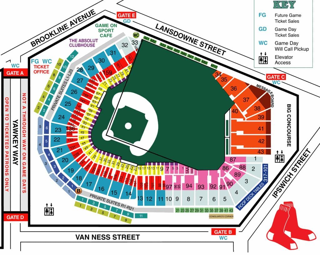 Fenway sēdekļa karte