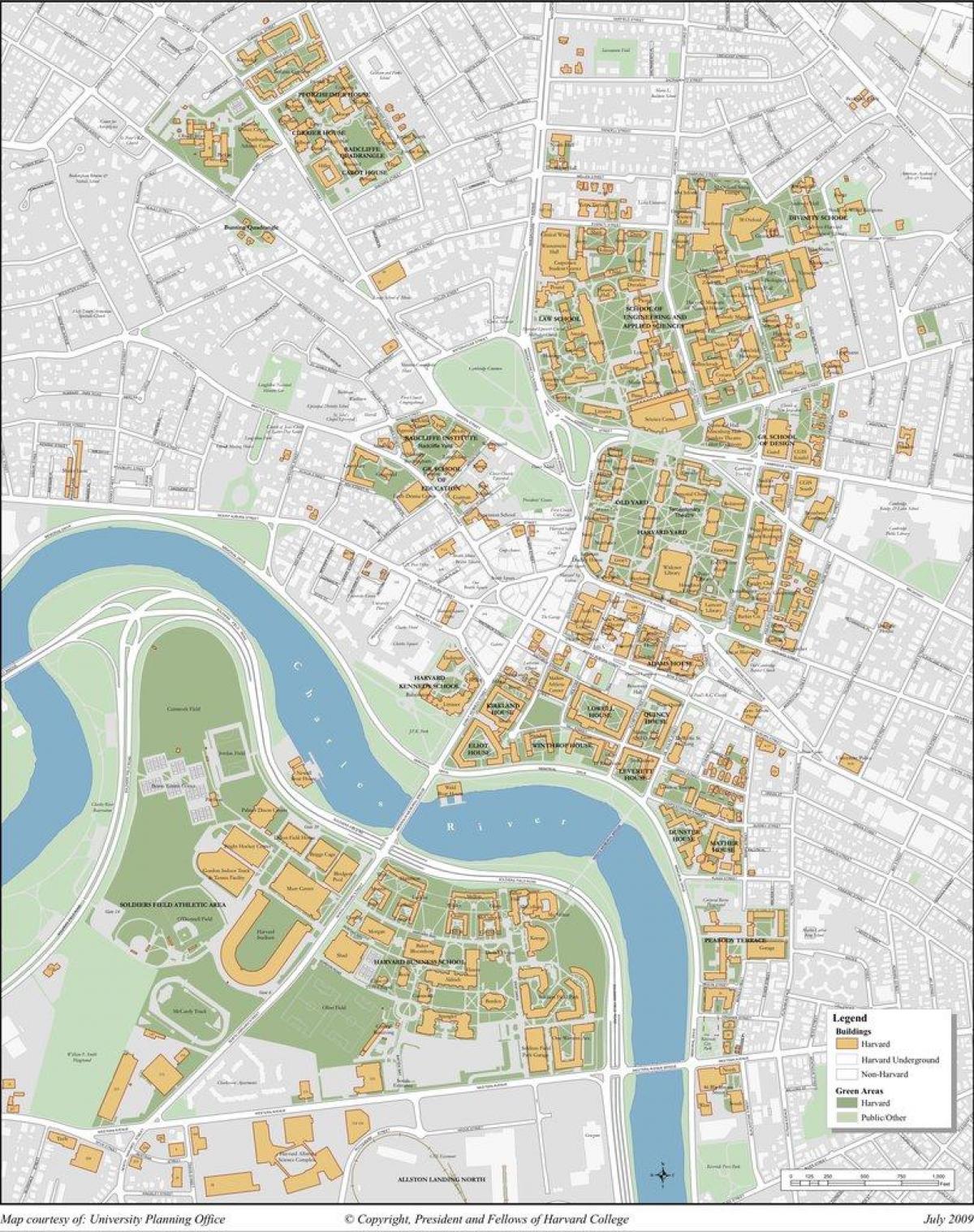 Hārvarda universitātes campus kartes