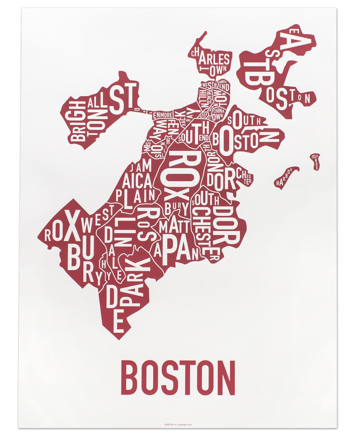 pilsētas Boston karte