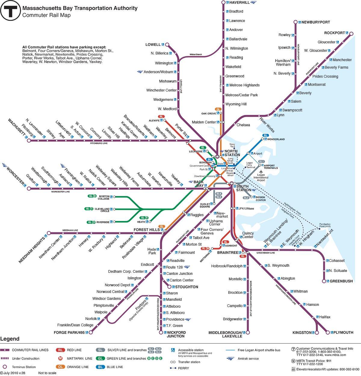piepilsētas dzelzceļa kartes Boston