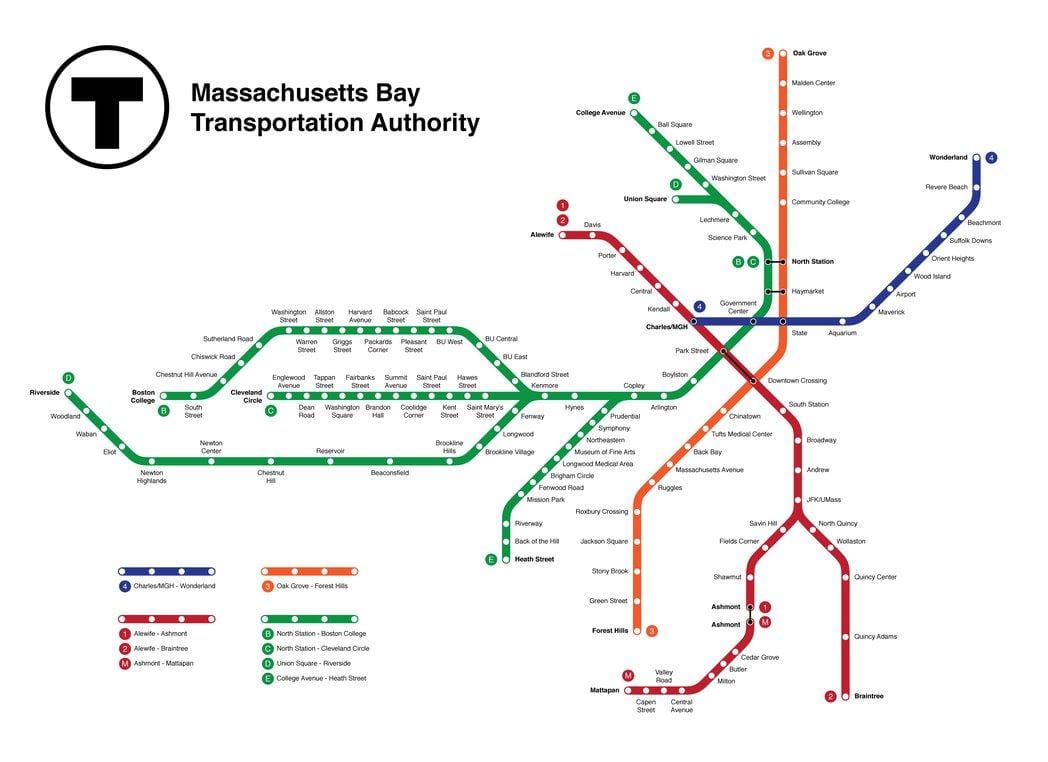 metro Bostonas karte