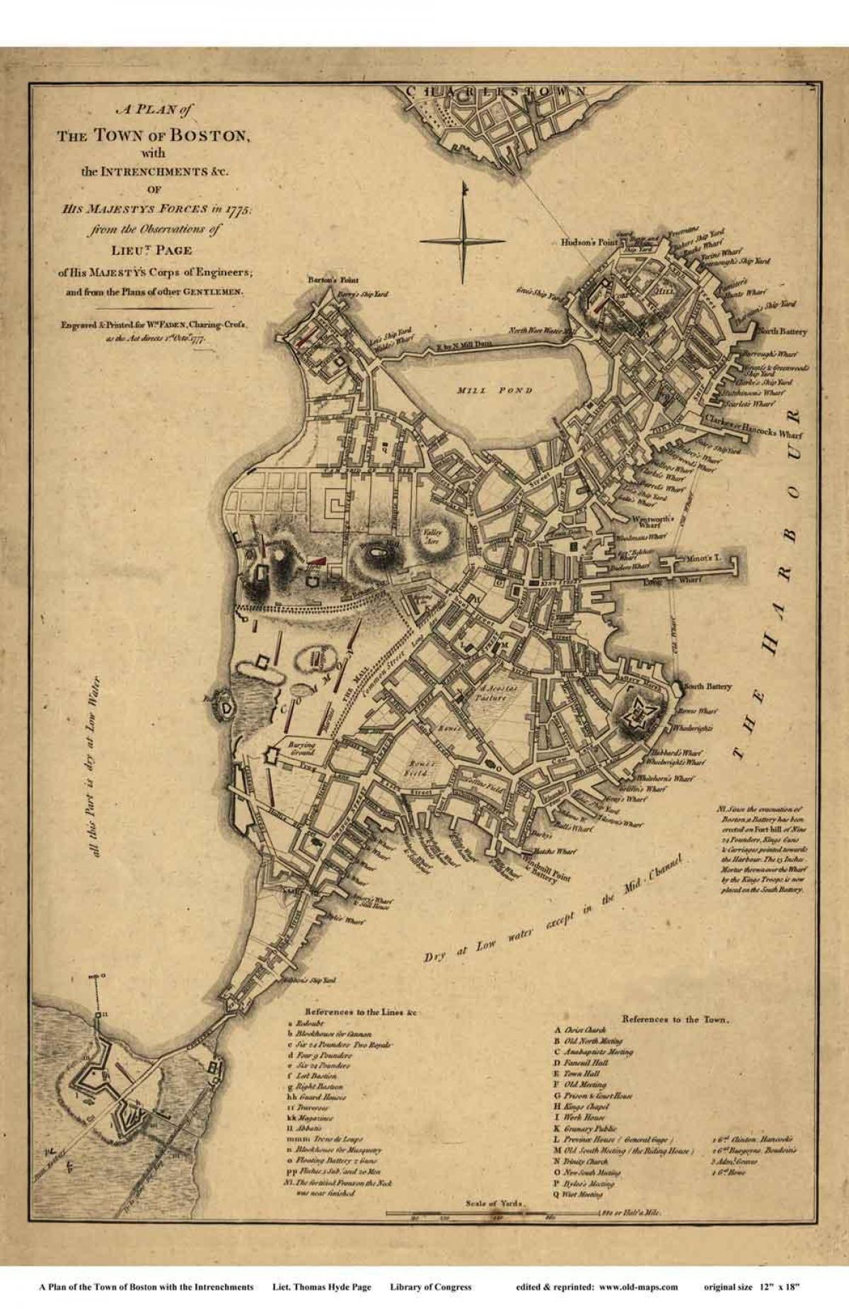 karte vēsturisko Boston