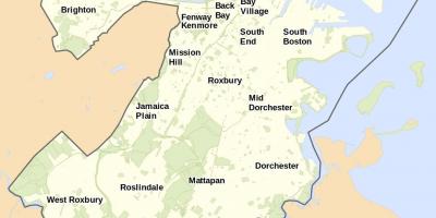 Karte Bostonas un apkārtnes