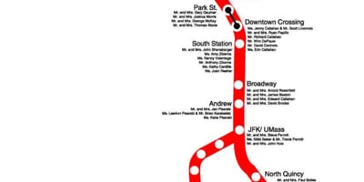 Sarkanā līnija Bostonas karte